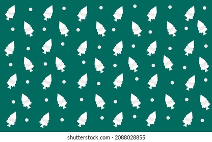 background design with green color christmas tree and snow pattern.