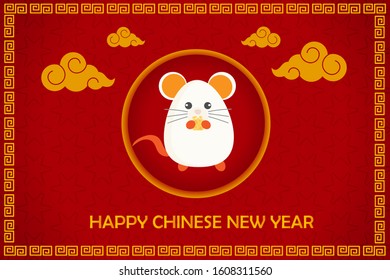 background design happy chinese new year 2020 with mice, colored red