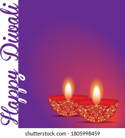 Background design for Happy Diwali festival with lamps