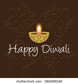 Background design for Happy Diwali festival with lamps