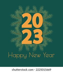 Hintergrunddesign Frohes neues Jahr 2023. Grußkarte, Banner, Poster. Vektorgrafik.