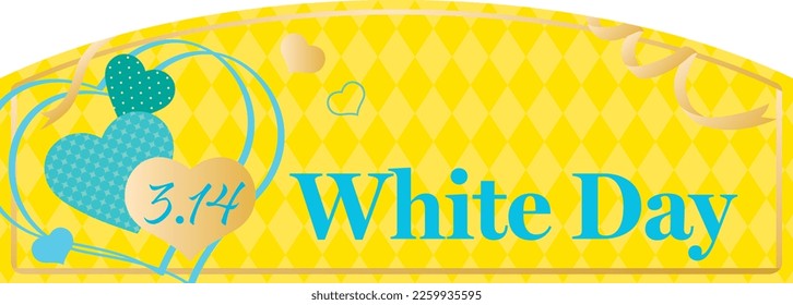 Background design of heart and ribbon of  White Day. This is a Japanese event.