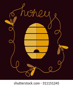 Background design with honey and bee objects.