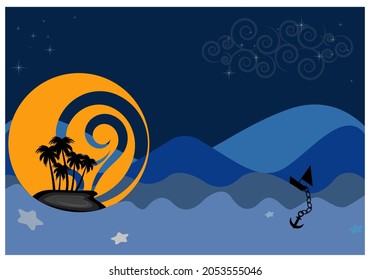 background design illustration with blue sea concept