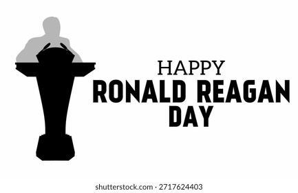 Ilustración del texto "Día de Ronald Reagan" California, Estados Unidos. Adecuado para carteles, portadas, Web y Anuncios de redes sociales.