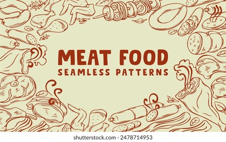 Background design for illustrations of various kinds of meat preparations, meat vector design.