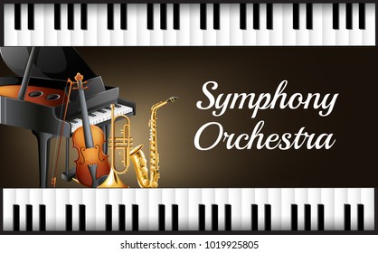 Background design with instrument for symphony orchestra  illustration