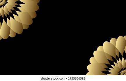Background design for invitations., cover, etc. Black color and gold color flower pattern.