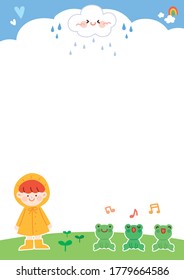 Background design for kindergarten announcements. Rainy day cute illustration.