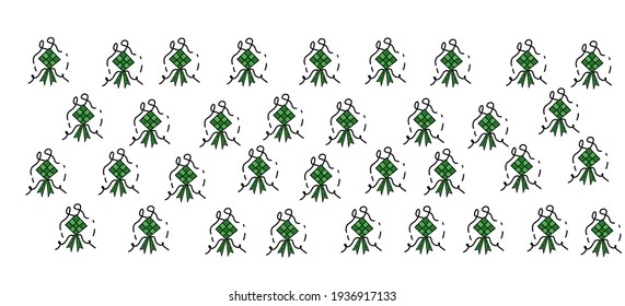 background design with kinds of Ketupat. vector design, icon ketupat.
