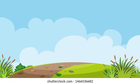 Background design of landscape with road on the hill illustration