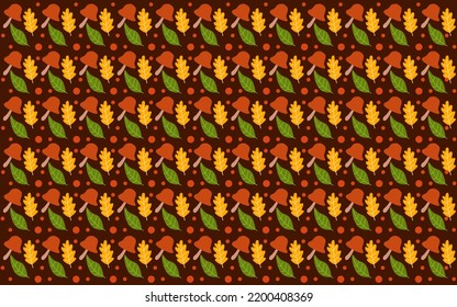 background design with leaf and mushroom pattern. autumn background design.