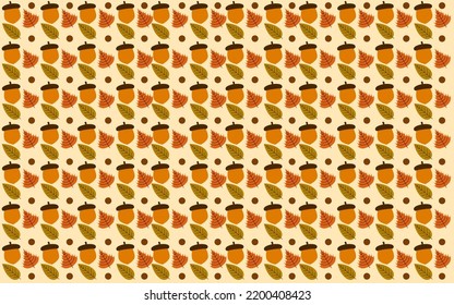 background design with leaf, mushroom and walnut pattern. autumn pattern background design.