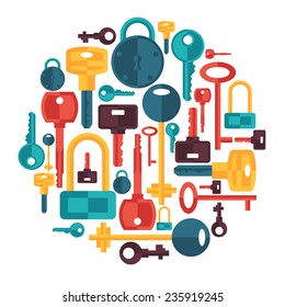 Background design with locks and keys icons.