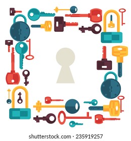 Background design with locks and keys icons.
