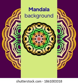 Background design with mandala. luxury wedding, beauty fashion concept, royal holiday party cards. vector illustration