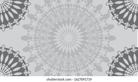Background design with mandala patterns in gray color illustration