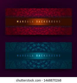 Background design with mandala vector ornament. Mandala ethnic ornamental in background design with color gradient