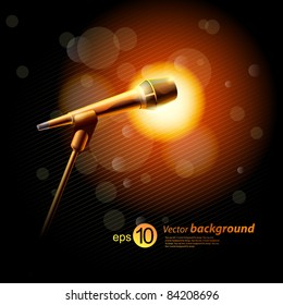 Background for design with a microphone and concert light