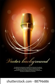 Background for design with a microphone and concert light