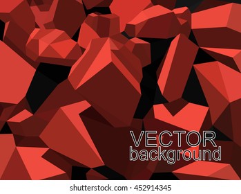 Background design. Mineral elements of health nutrition or broken stones. Red tones.