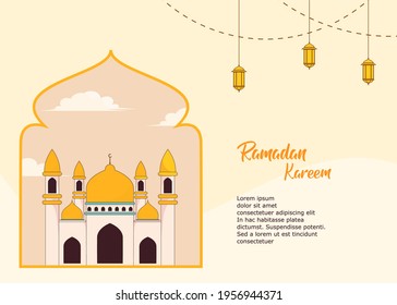 background design with mosque flat illustration