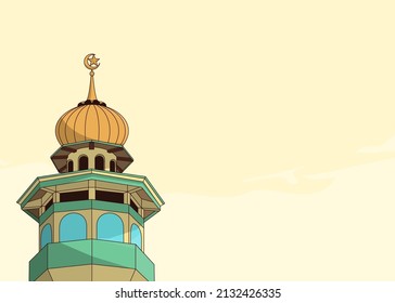 background design with mosque minaret illustration