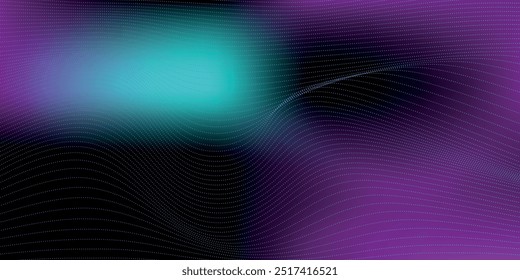 Design de fundo com onda abstrata em movimento pontos brilhantes, luzes de néon em gradiente azul, roxo ou rosa. Alta tecnologia ou humor tecnológico Moderno, sinais