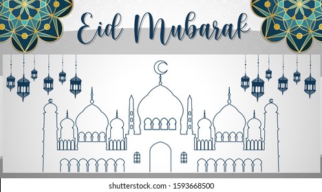 Background design for Muslim festival Eid Mubarak illustration