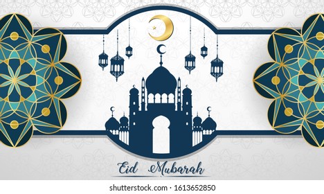 Background design for Muslim festival Eid Mubarak illustration