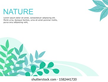 background design with a natural theme, with illustrations of plant flat designs