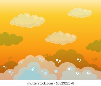 Background design with orange sky illustration