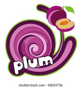 Background for design of packing. Plum. Vector illustration.