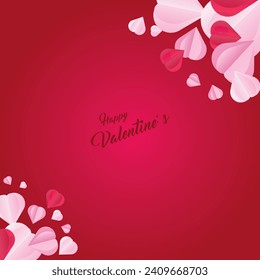 Background design with paper cut clouds. Place for text. Happy Valentine's Day 
