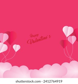 Diseño de fondo con nubes cortadas de papel. Colocar el texto. Feliz Día de San Valentín 