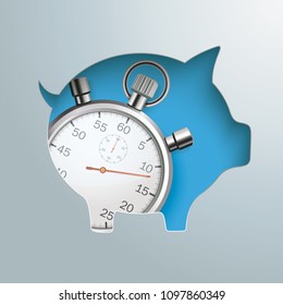 Background design with piggy bank hole a stopwatch. Eps 10 vector file.