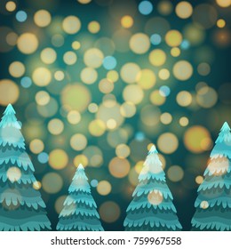 Hintergrund-Design mit Kiefern und heller Lichtgrafik