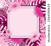 Background design with pink flower frame illustration