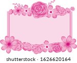 Background design with pink flower frame illustration