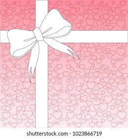 Background design with Pink Hearts and White Bow