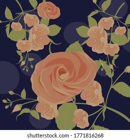 Background design of pink rose pattern handwritten motif. Template banner. Vector illustration