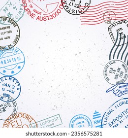 Background for design from postage stamps. Great for design, vector.