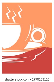 background design
Red and orange wavy lines depict a white cup of coffee for brochures, flyers and other background purposes