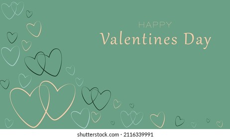 background design for romantic postcard poster or flyer. thin colour outlines couples of hearts on edge and text place
