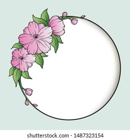 Background design with sakura flowers frame.Place for text.Isolate background illustration vector