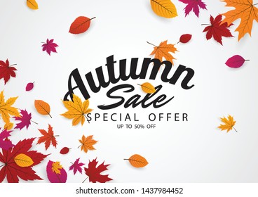 Background design, selling in autumn, template illustrations. banner