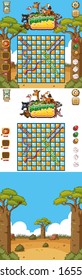 Hintergrund-Design für Schlange- und Leiter-Spiel mit Naturhintergrund