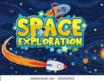 Background design with space exploration theme illustration