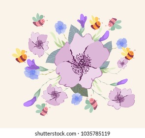 background for design with spring flowers