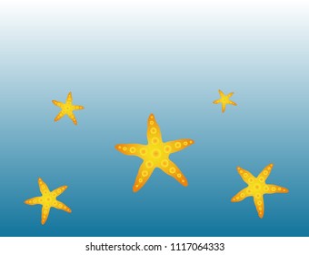 Background design with starfish and sea gradient color. Starfish vector illustration.